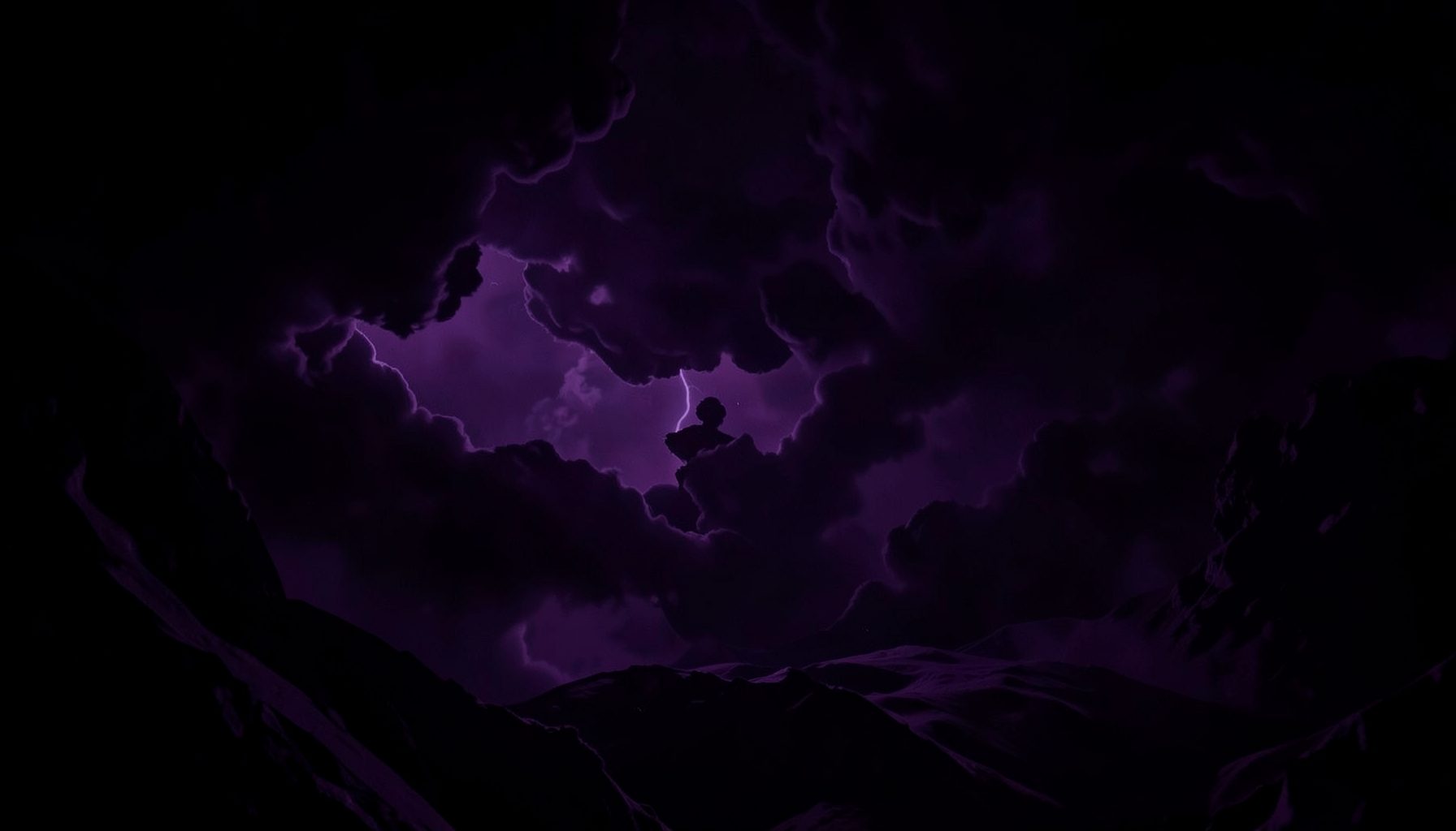 Dark surreal digital composition with deep violet and black tones